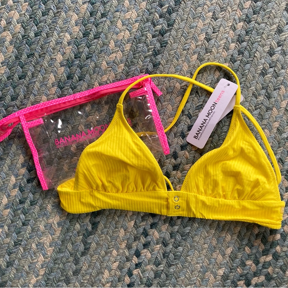 NEW Banana Moon Trinity Sun-Rib Yellow Tie Bikini Top size M